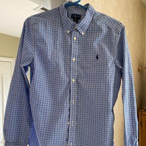 Boys Polo - 18/20 - Blue plaid - EUC - Like New!